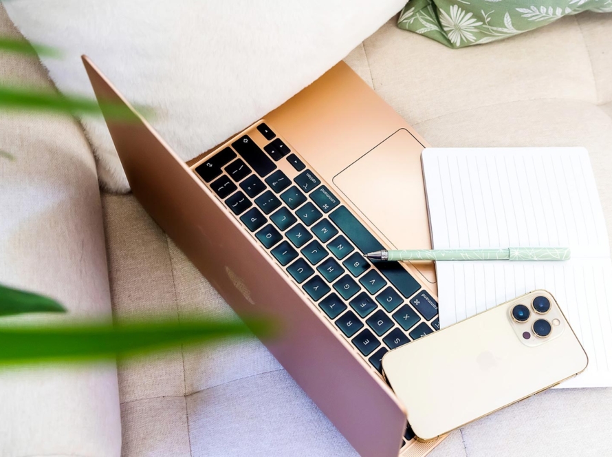 Laptop on sofa