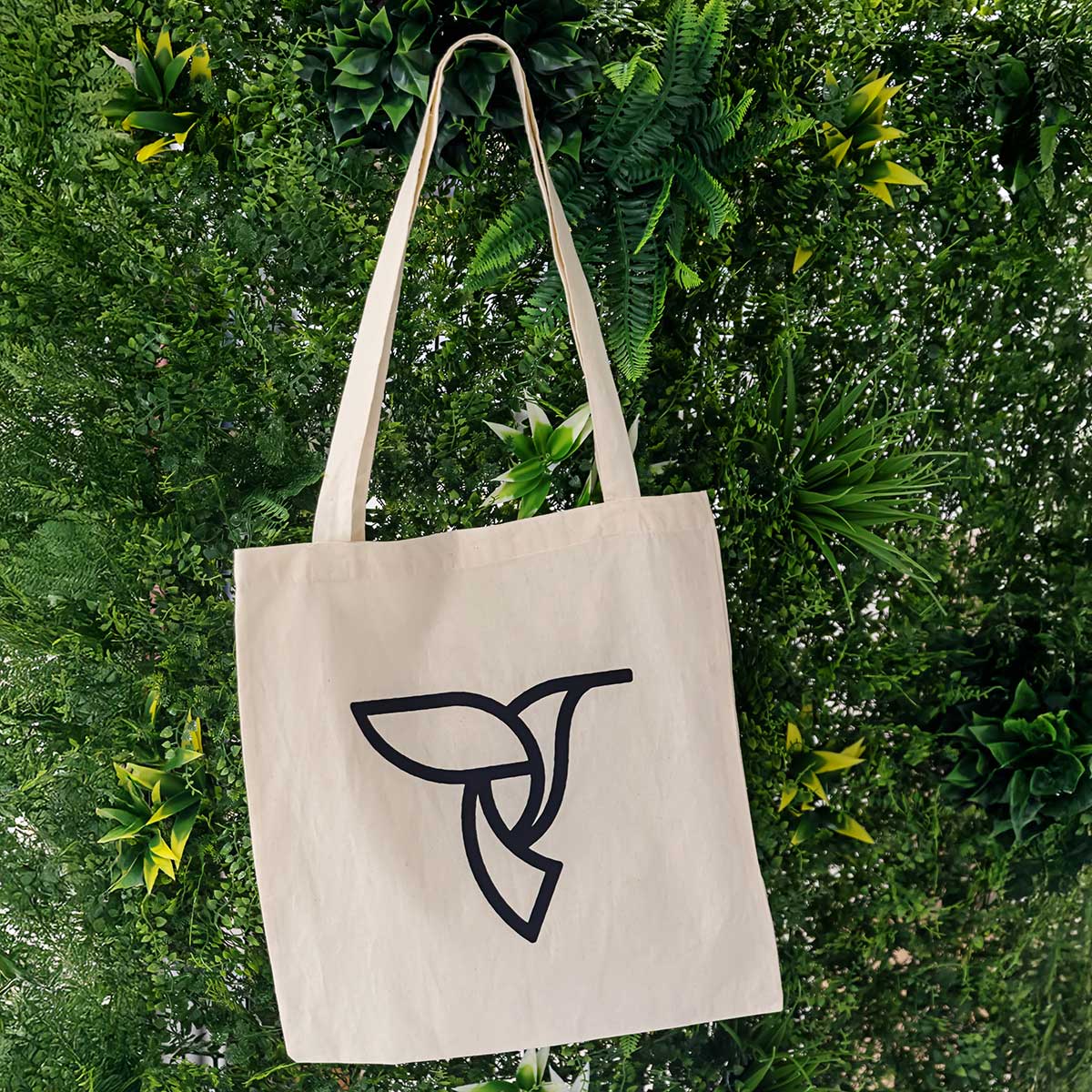 Natural cotton tote bag with Createry bird logo