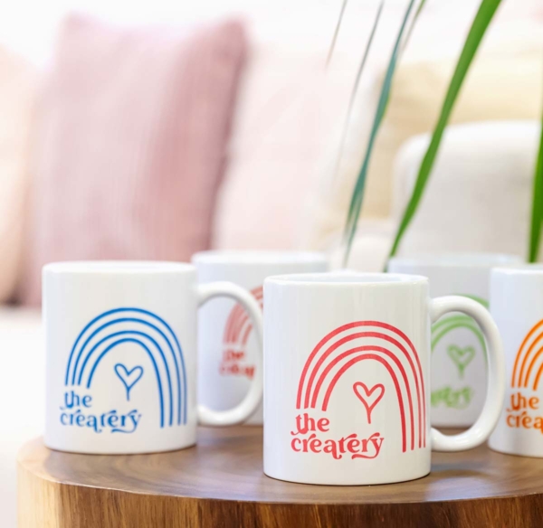 mugs on a table