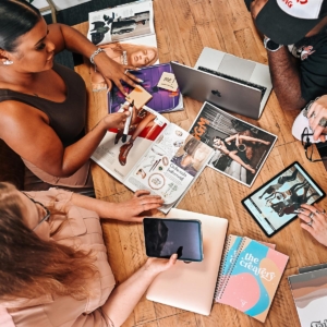 People sitting around desk